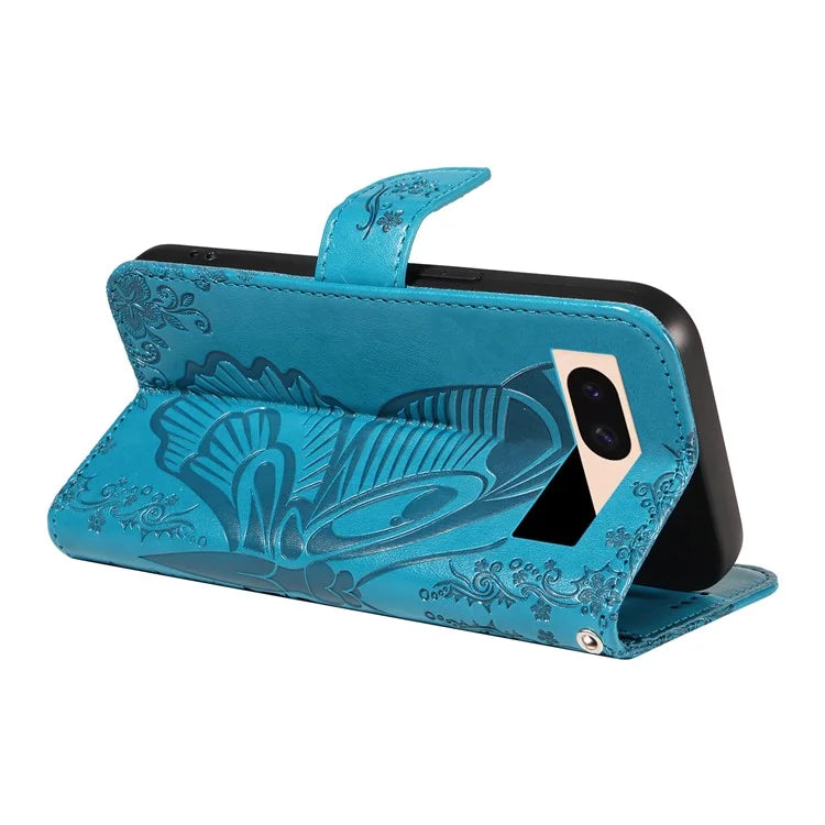 For Google Pixel 8a Case Butterfly Pattern Leather Phone Cover with Magnetic Clasp