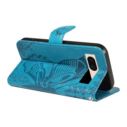 For Google Pixel 8a Case Butterfly Pattern Leather Phone Cover with Magnetic Clasp