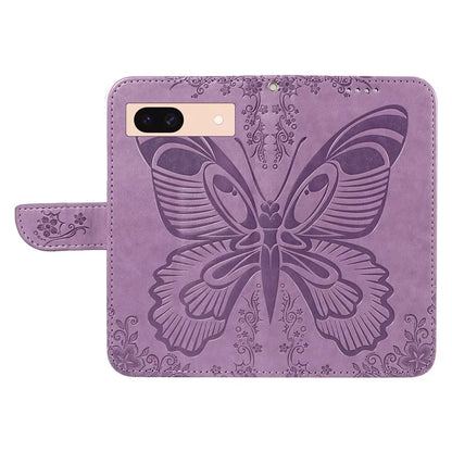 For Google Pixel 8a Case Butterfly Pattern Leather Phone Cover with Magnetic Clasp