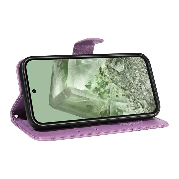 For Google Pixel 8a Case Butterfly Pattern Leather Phone Cover with Magnetic Clasp