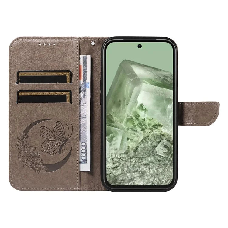 For Google Pixel 8a Case Butterfly Pattern Leather Phone Cover with Magnetic Clasp