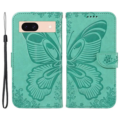 For Google Pixel 8a Case Butterfly Pattern Leather Phone Cover with Magnetic Clasp