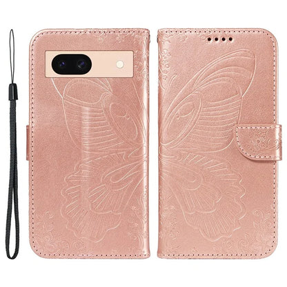 For Google Pixel 8a Case Butterfly Pattern Leather Phone Cover with Magnetic Clasp