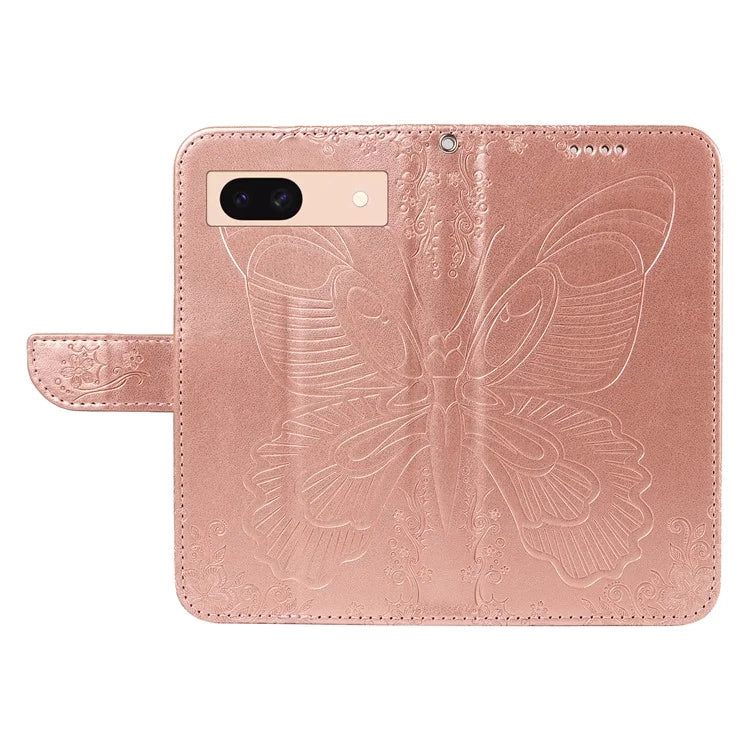For Google Pixel 8a Case Butterfly Pattern Leather Phone Cover with Magnetic Clasp
