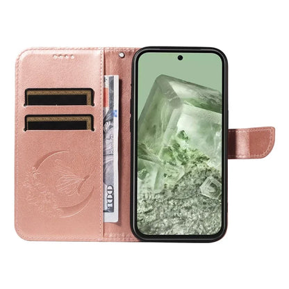 For Google Pixel 8a Case Butterfly Pattern Leather Phone Cover with Magnetic Clasp
