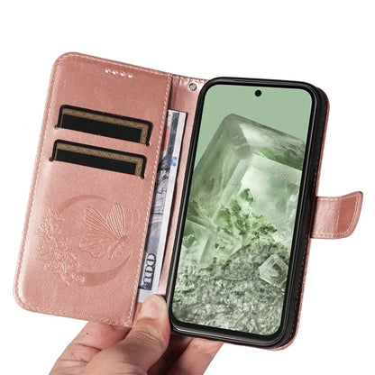 For Google Pixel 8a Case Butterfly Pattern Leather Phone Cover with Magnetic Clasp