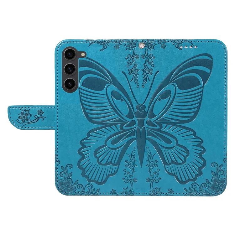 For Samsung Galaxy S23 Case Butterfly Imprint Shockproof Leather Wallet Phone Shell