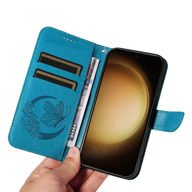 For Samsung Galaxy S23 Case Butterfly Imprint Shockproof Leather Wallet Phone Shell