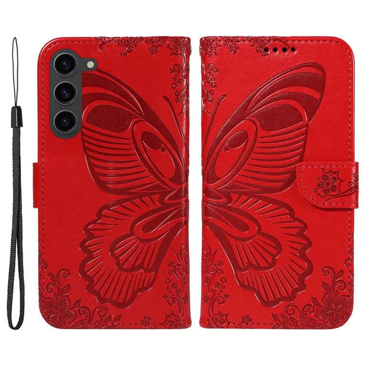 For Samsung Galaxy S23 Case Butterfly Imprint Shockproof Leather Wallet Phone Shell