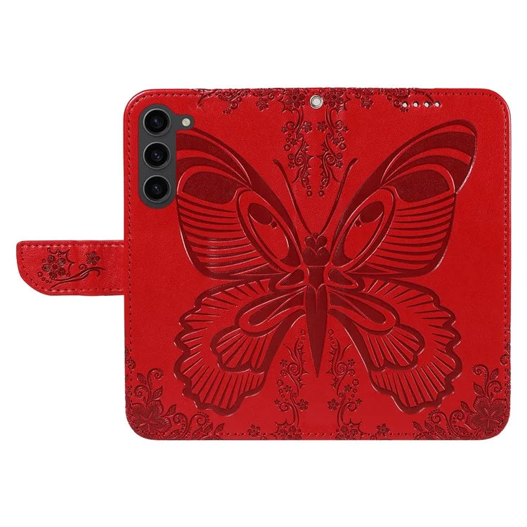 For Samsung Galaxy S23 Case Butterfly Imprint Shockproof Leather Wallet Phone Shell