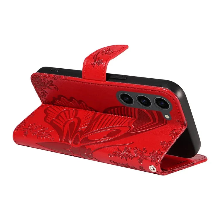 For Samsung Galaxy S23 Case Butterfly Imprint Shockproof Leather Wallet Phone Shell