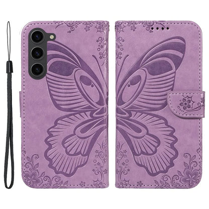 For Samsung Galaxy S23 Case Butterfly Imprint Shockproof Leather Wallet Phone Shell