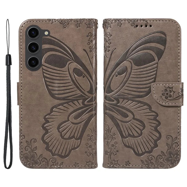 For Samsung Galaxy S23 Case Butterfly Imprint Shockproof Leather Wallet Phone Shell