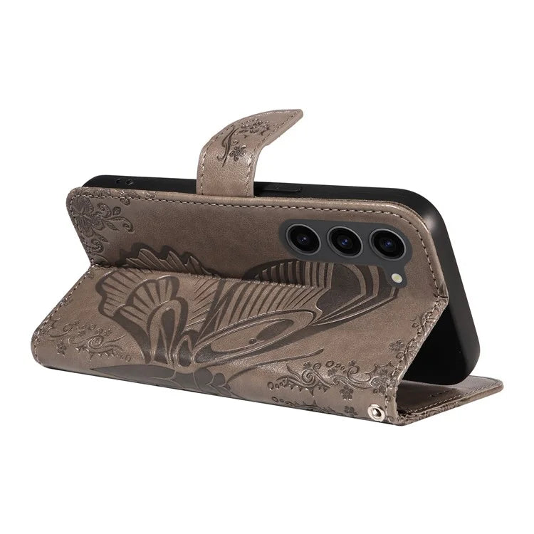 For Samsung Galaxy S23 Case Butterfly Imprint Shockproof Leather Wallet Phone Shell