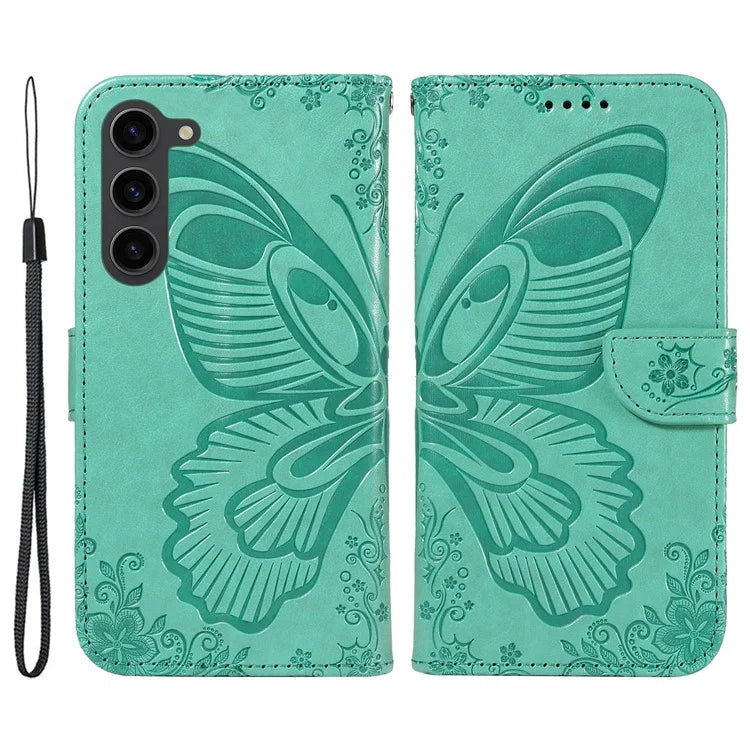 For Samsung Galaxy S23 Case Butterfly Imprint Shockproof Leather Wallet Phone Shell