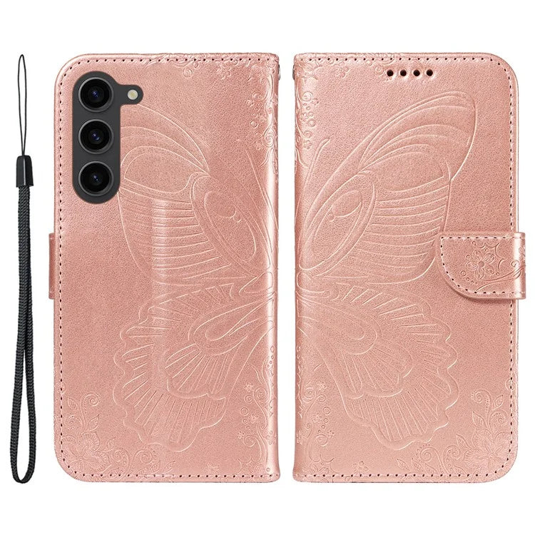 For Samsung Galaxy S23 Case Butterfly Imprint Shockproof Leather Wallet Phone Shell