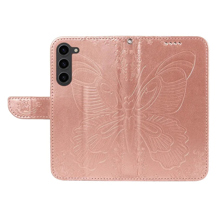 For Samsung Galaxy S23 Case Butterfly Imprint Shockproof Leather Wallet Phone Shell
