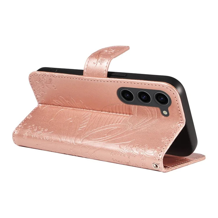 For Samsung Galaxy S23 Case Butterfly Imprint Shockproof Leather Wallet Phone Shell