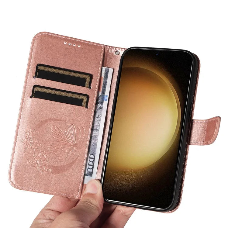 For Samsung Galaxy S23 Case Butterfly Imprint Shockproof Leather Wallet Phone Shell