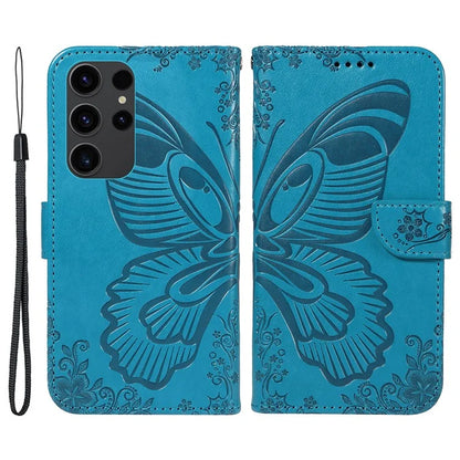 For Samsung Galaxy S23 Ultra Case Butterfly Pattern Leather Wallet Stand Phone Cover