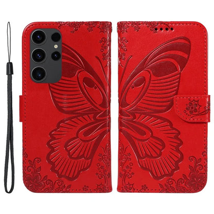 For Samsung Galaxy S23 Ultra Case Butterfly Pattern Leather Wallet Stand Phone Cover