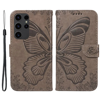 For Samsung Galaxy S23 Ultra Case Butterfly Pattern Leather Wallet Stand Phone Cover