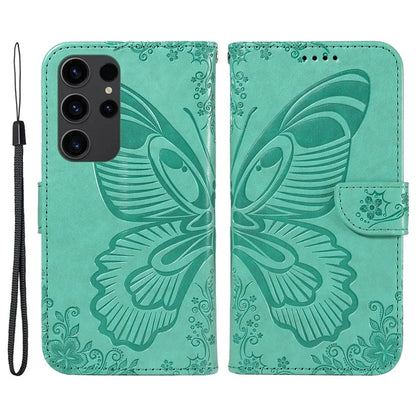 For Samsung Galaxy S23 Ultra Case Butterfly Pattern Leather Wallet Stand Phone Cover