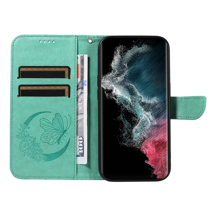 For Samsung Galaxy S23 Ultra Case Butterfly Pattern Leather Wallet Stand Phone Cover