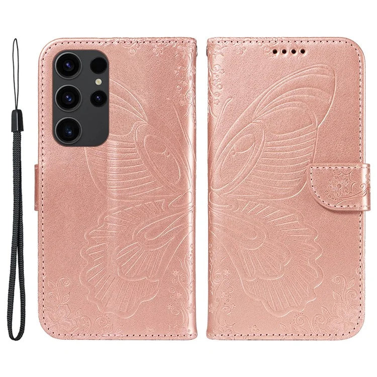 For Samsung Galaxy S23 Ultra Case Butterfly Pattern Leather Wallet Stand Phone Cover