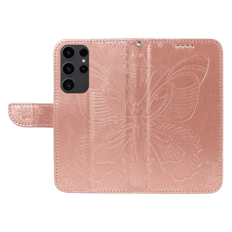 For Samsung Galaxy S23 Ultra Case Butterfly Pattern Leather Wallet Stand Phone Cover