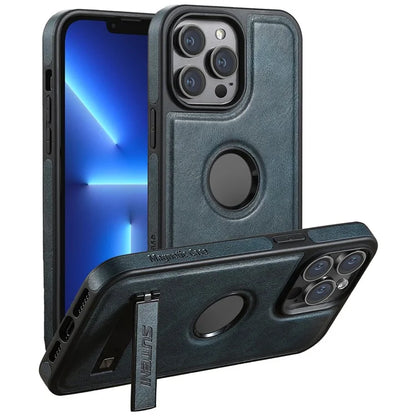 SUTENI G2 For iPhone 13 Pro Max Case Waxy Texture Leather Magnetic Back Cover Kickstand