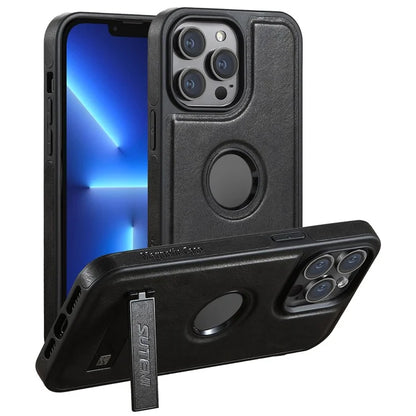 SUTENI G2 For iPhone 13 Pro Max Case Waxy Texture Leather Magnetic Back Cover Kickstand