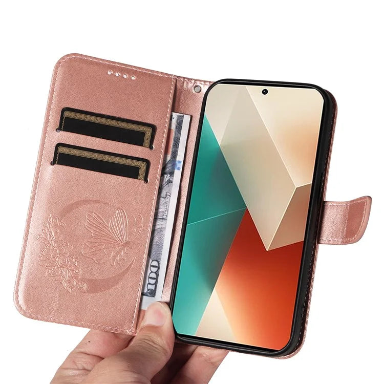 For Xiaomi Redmi Note 13 5G / Note 13 5G (China) Case Butterfly Leather Wallet Phone Cover