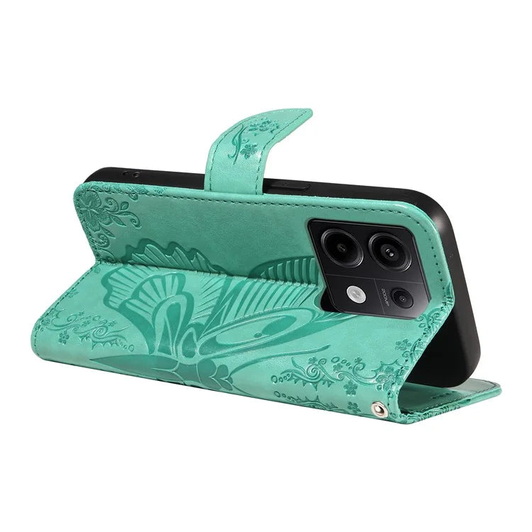 For Xiaomi Redmi Note 13 Pro 5G / Poco X6 5G Case PU Leather Wallet Swallowtail Butterfly Phone Cover