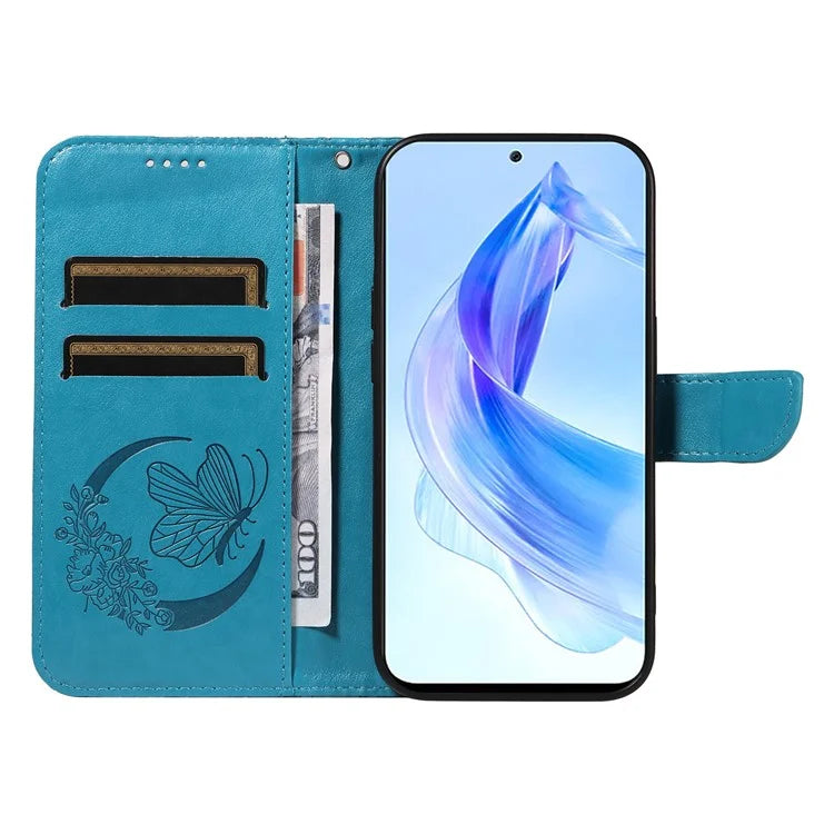 For Honor 90 Lite 5G / X50i 5G Wallet Case Butterfly Imprint Shockproof Leather Phone Shell