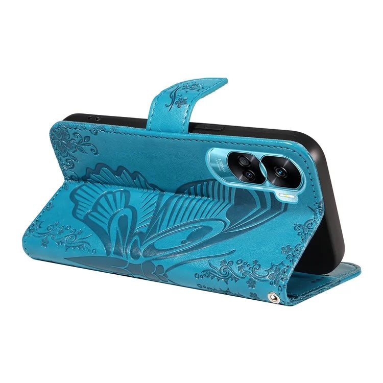 For Honor 90 Lite 5G / X50i 5G Wallet Case Butterfly Imprint Shockproof Leather Phone Shell