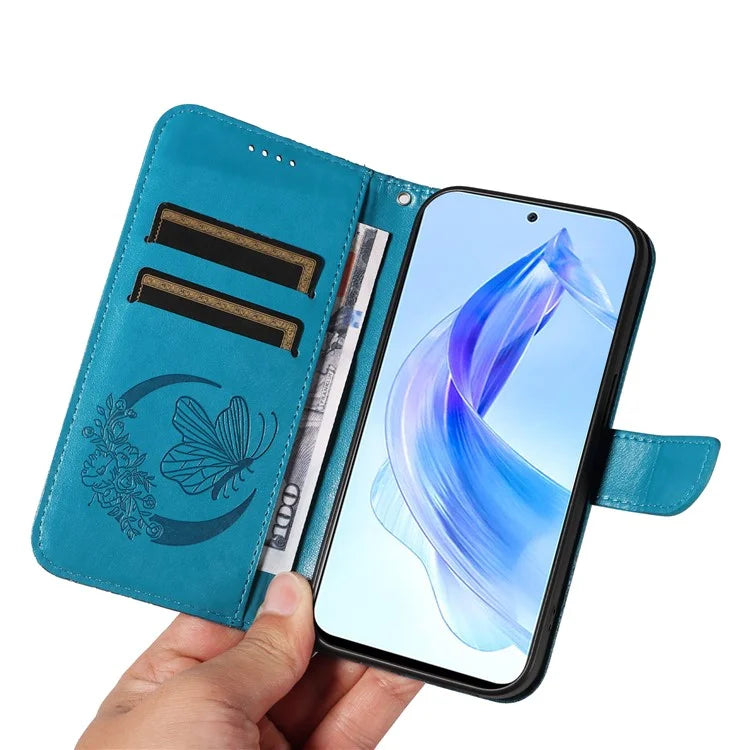 For Honor 90 Lite 5G / X50i 5G Wallet Case Butterfly Imprint Shockproof Leather Phone Shell