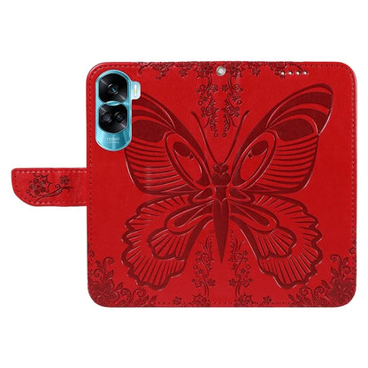 For Honor 90 Lite 5G / X50i 5G Wallet Case Butterfly Imprint Shockproof Leather Phone Shell
