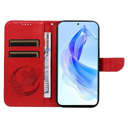 For Honor 90 Lite 5G / X50i 5G Wallet Case Butterfly Imprint Shockproof Leather Phone Shell