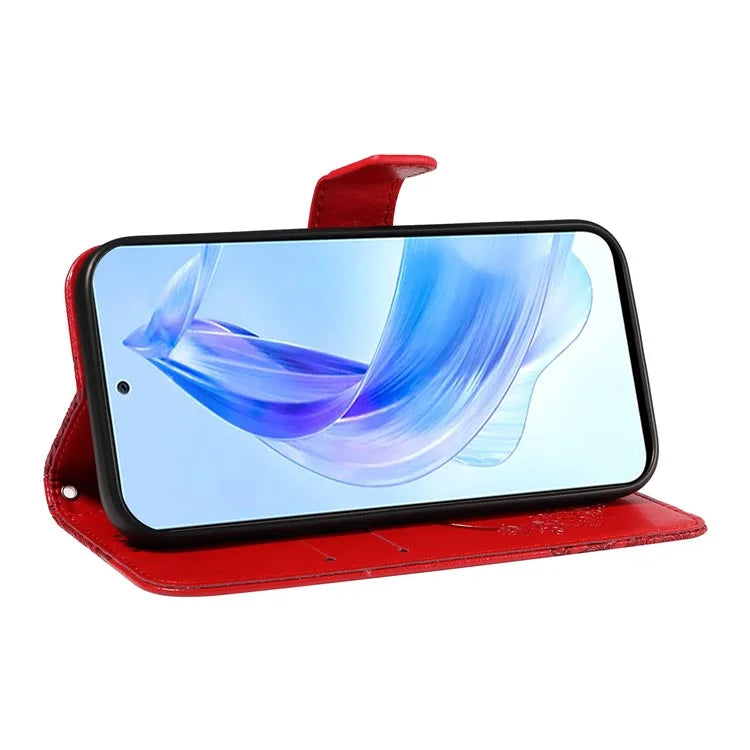 For Honor 90 Lite 5G / X50i 5G Wallet Case Butterfly Imprint Shockproof Leather Phone Shell