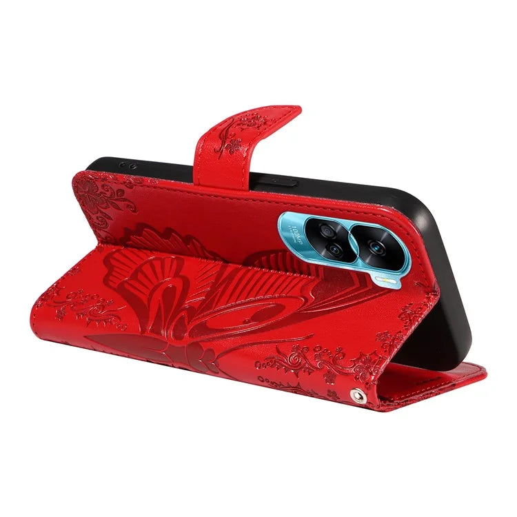 For Honor 90 Lite 5G / X50i 5G Wallet Case Butterfly Imprint Shockproof Leather Phone Shell