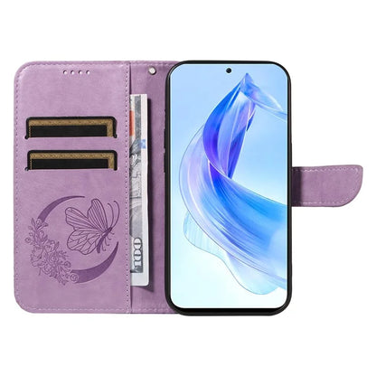 For Honor 90 Lite 5G / X50i 5G Wallet Case Butterfly Imprint Shockproof Leather Phone Shell