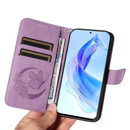 For Honor 90 Lite 5G / X50i 5G Wallet Case Butterfly Imprint Shockproof Leather Phone Shell