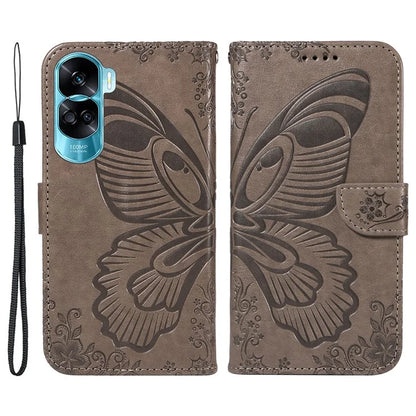 For Honor 90 Lite 5G / X50i 5G Wallet Case Butterfly Imprint Shockproof Leather Phone Shell