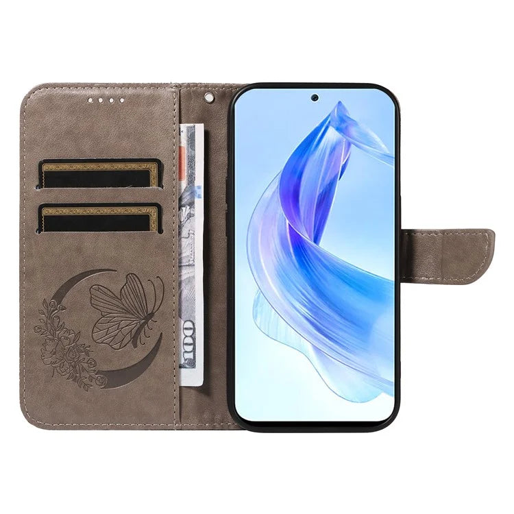 For Honor 90 Lite 5G / X50i 5G Wallet Case Butterfly Imprint Shockproof Leather Phone Shell