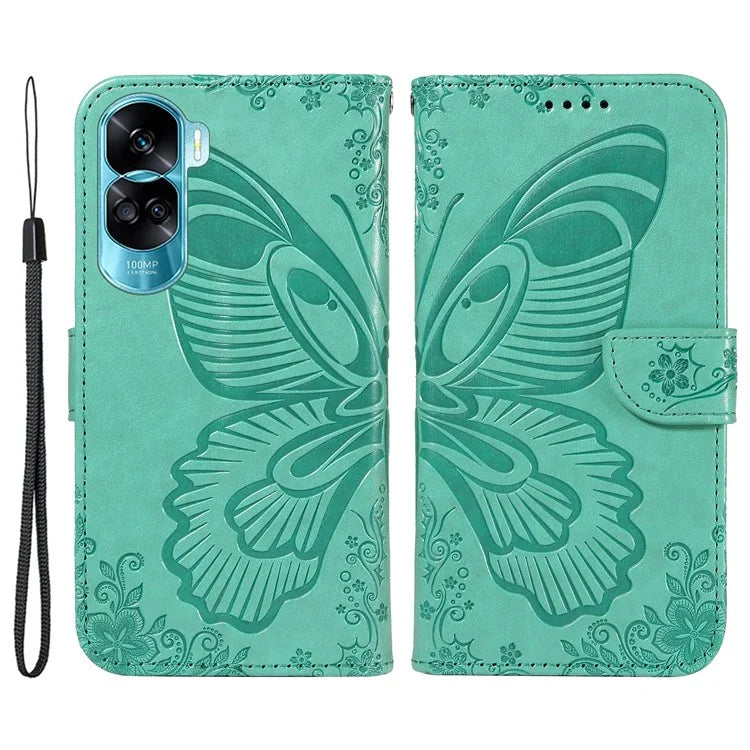 For Honor 90 Lite 5G / X50i 5G Wallet Case Butterfly Imprint Shockproof Leather Phone Shell