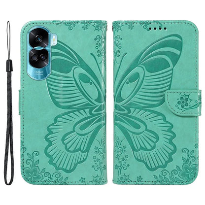 For Honor 90 Lite 5G / X50i 5G Wallet Case Butterfly Imprint Shockproof Leather Phone Shell