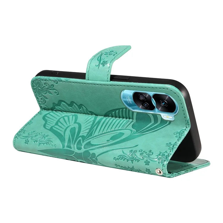 For Honor 90 Lite 5G / X50i 5G Wallet Case Butterfly Imprint Shockproof Leather Phone Shell
