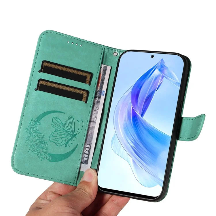 For Honor 90 Lite 5G / X50i 5G Wallet Case Butterfly Imprint Shockproof Leather Phone Shell