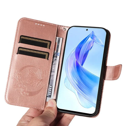 For Honor 90 Lite 5G / X50i 5G Wallet Case Butterfly Imprint Shockproof Leather Phone Shell